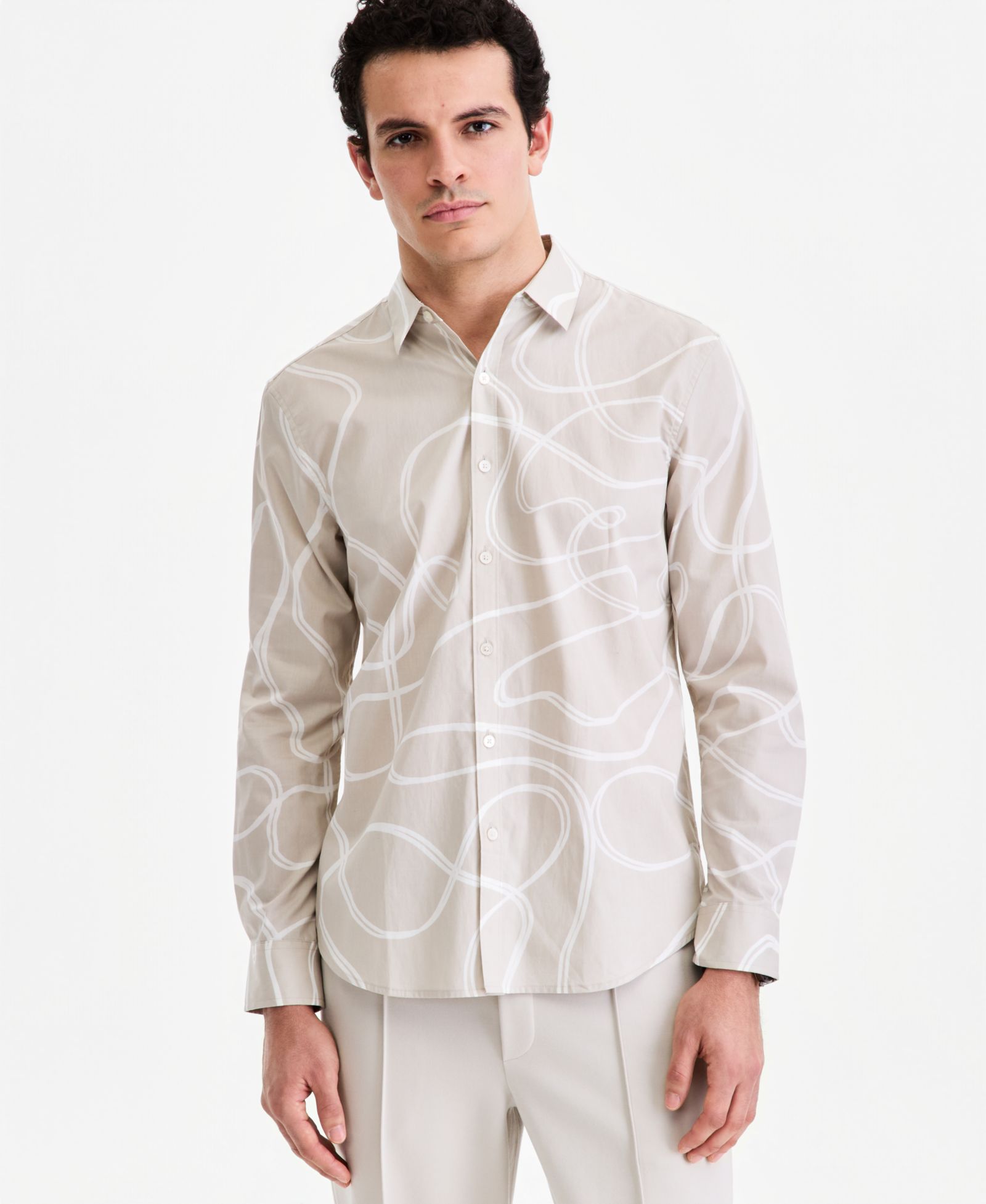 Рубашка Alfani Men's Long-Sleeve Fluid Swirl Poplin