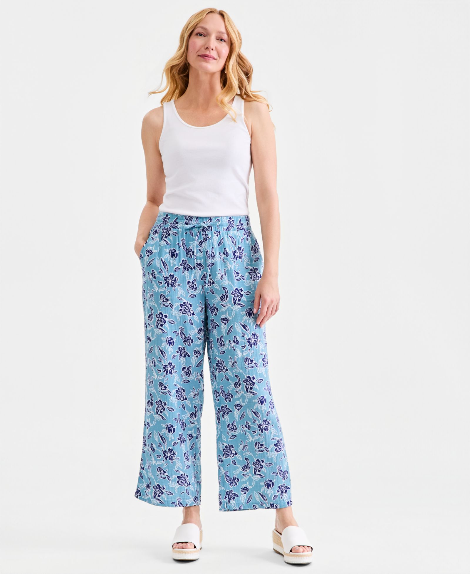Style & Co Женские хлопковые брюки Style & Co Women's Cotton Gauze Straight-Leg Pull-On