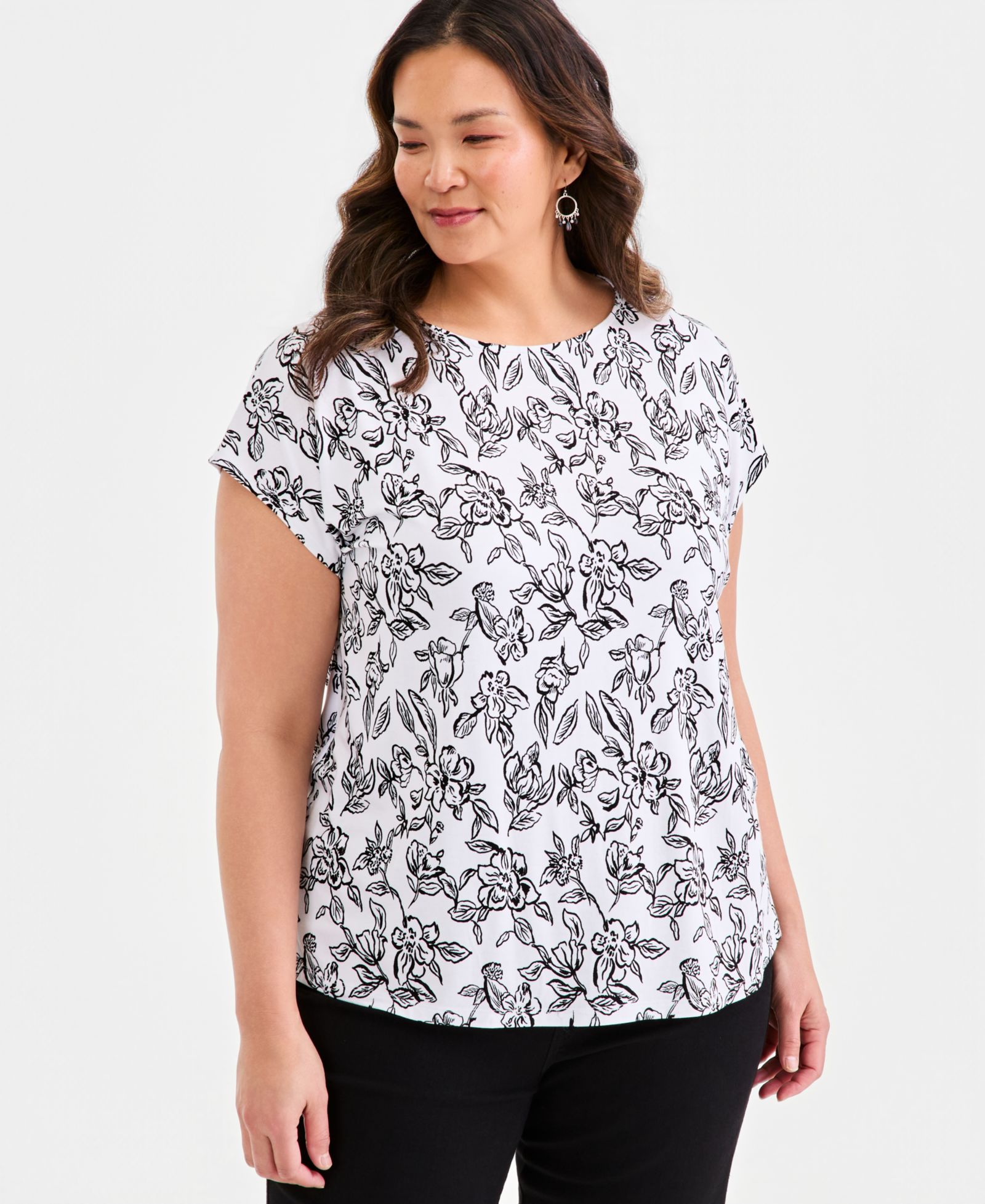 Футболка Style & Co Plus Printed Short-Sleeve Mixed-Media