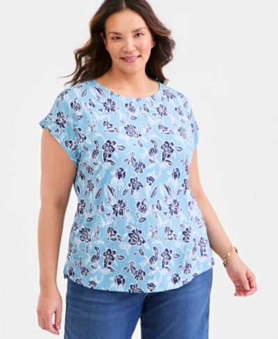 Футболка Style & Co Plus Printed Short-Sleeve Mixed-Media