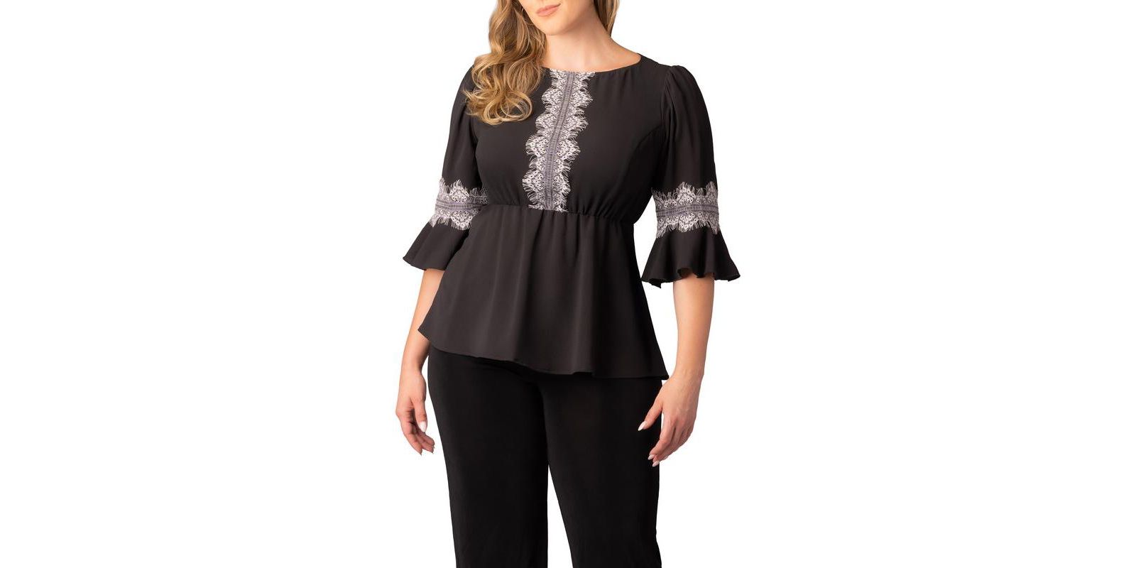 Женский топ Kiyonna Plus Size Chateau Lace Trim Peplum
