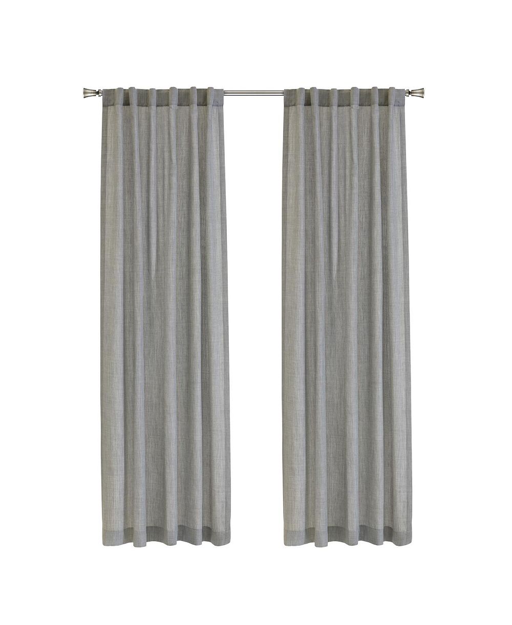 Habitat 100% Polyester Johnstown Light Filtering Faux Linen Textured Dual Header Curtain Panel Silver