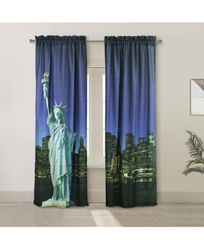 Habitat Photo Real Statue Of Liberty Light Filtering Pole Top Curtain Panel 100% Polyester Pair Each 37" x 84" Multicolor