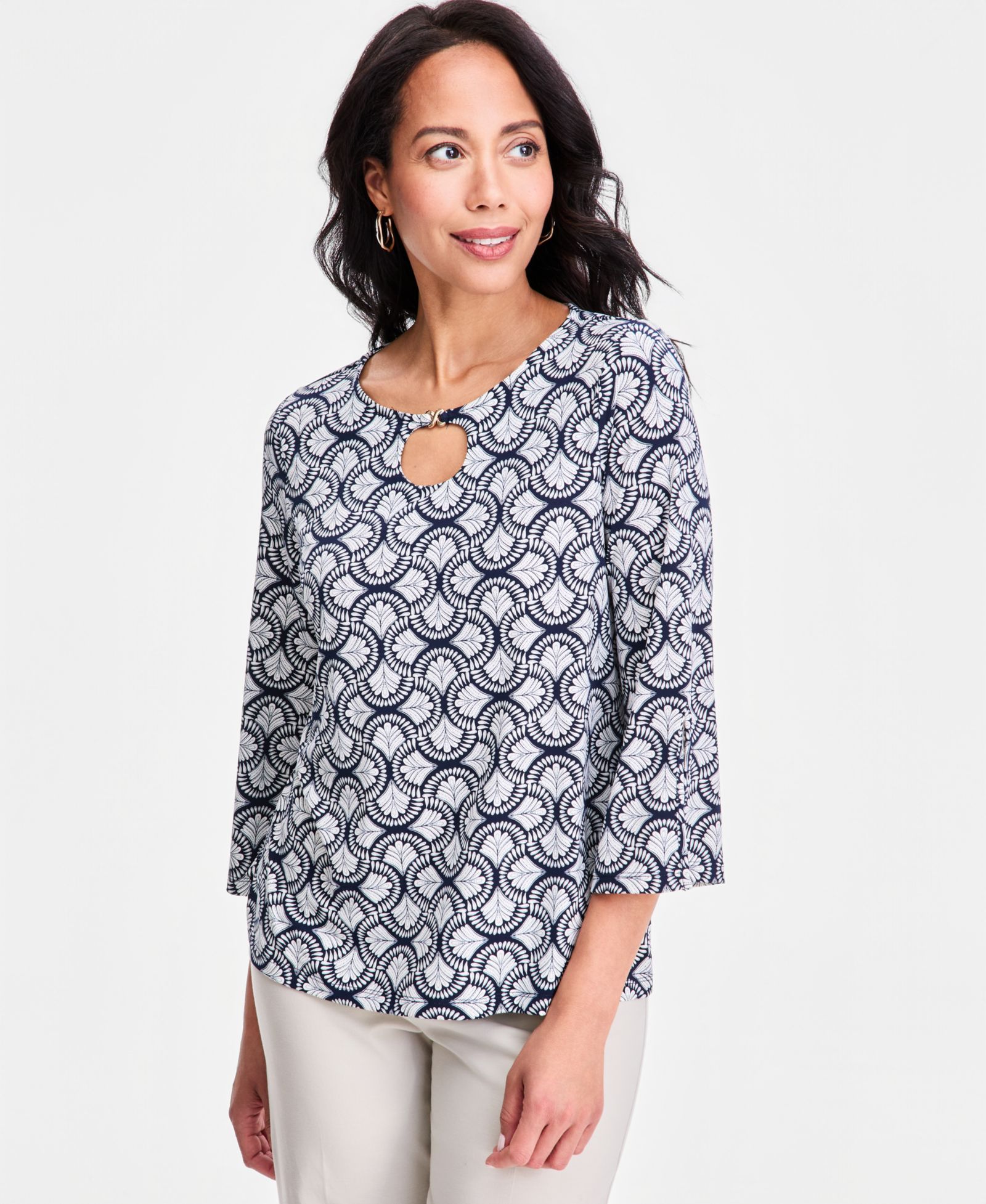 Женский топ JM Collection Split-Sleeve Keyhole-Neck