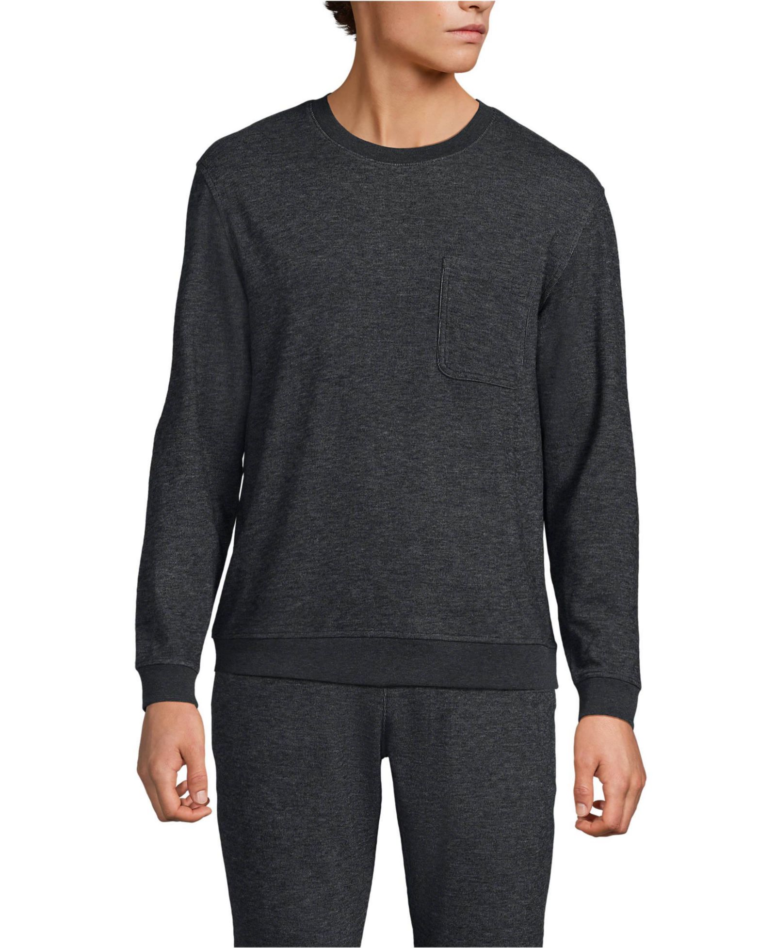 Lands' End Men's Long Sleeve Brush Back Crew