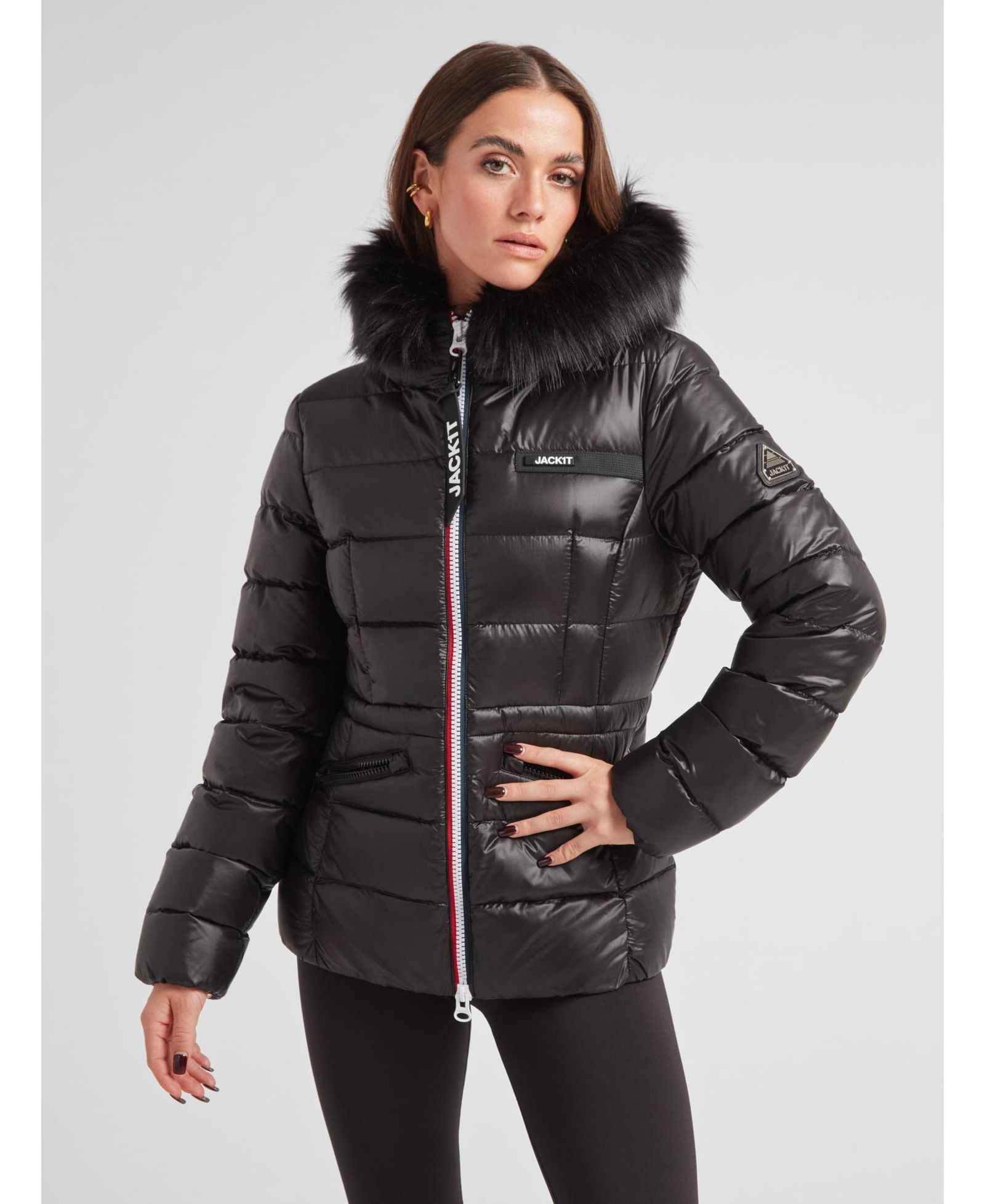 JACK1T Women's R4D Faux Fur Tricolore Racer Jacket