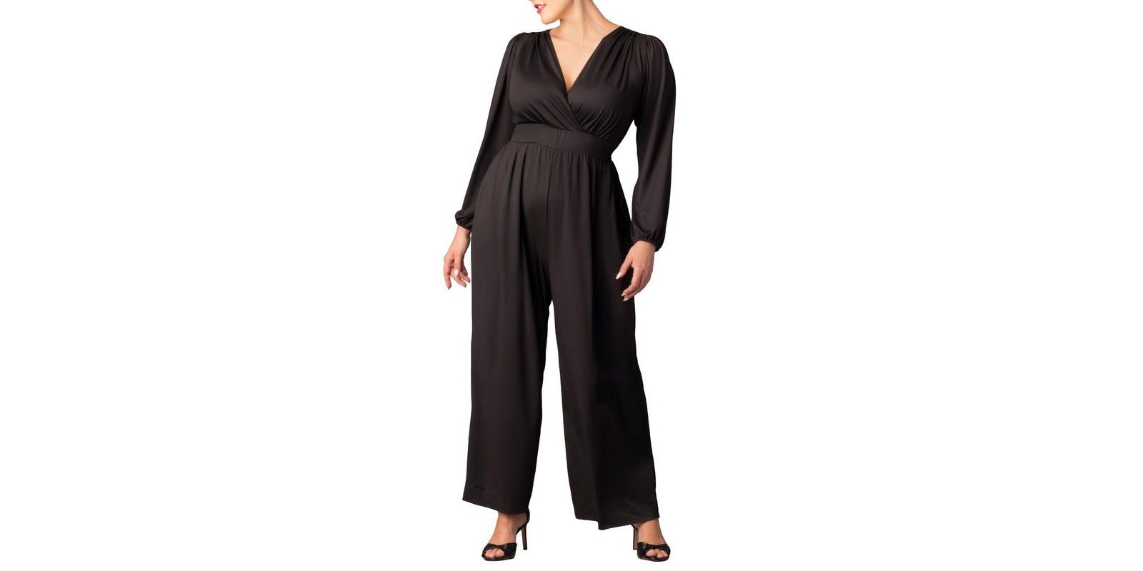 Комбинезон Kiyonna Plus Size Brigitte Long Sleeve Wide Leg