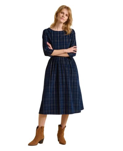 Brakeburn Women's Lilliput 3/4 Sleeve Boat Neck Midi Dress