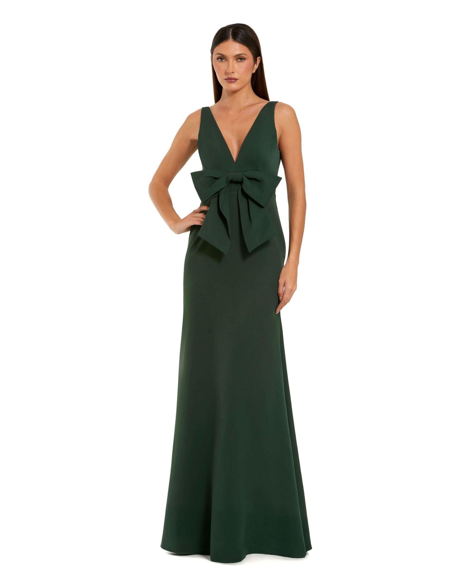 Женское платье-колонна Mac Duggal Crepe без рукавов с бантом