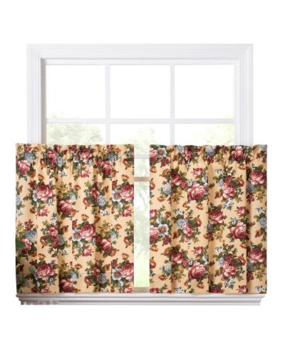 Ellis Bella Rose Штора Tiered с цветочным принтом, 1.5" Rod Pocket
