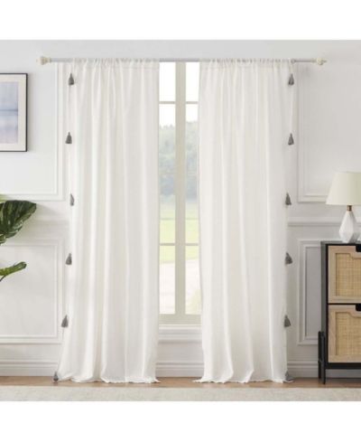 Парные оконные шторы Greenland Home Monterrey с крупными кисточками, каждая 42"x84"