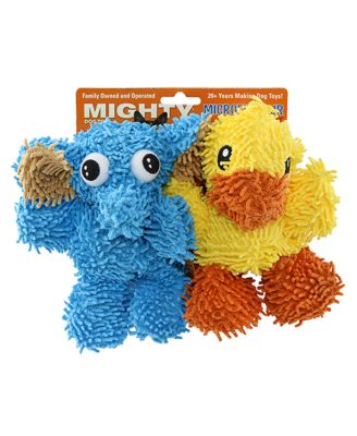 Mighty Jr Microfiber Ball Duck and Elephant 2 Pack, Dog Toy