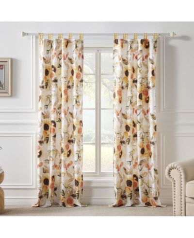 Greenland Home Fashions Somerset Curtain Panels (Set of 2) with Tiebacks 84in x 42in Gold