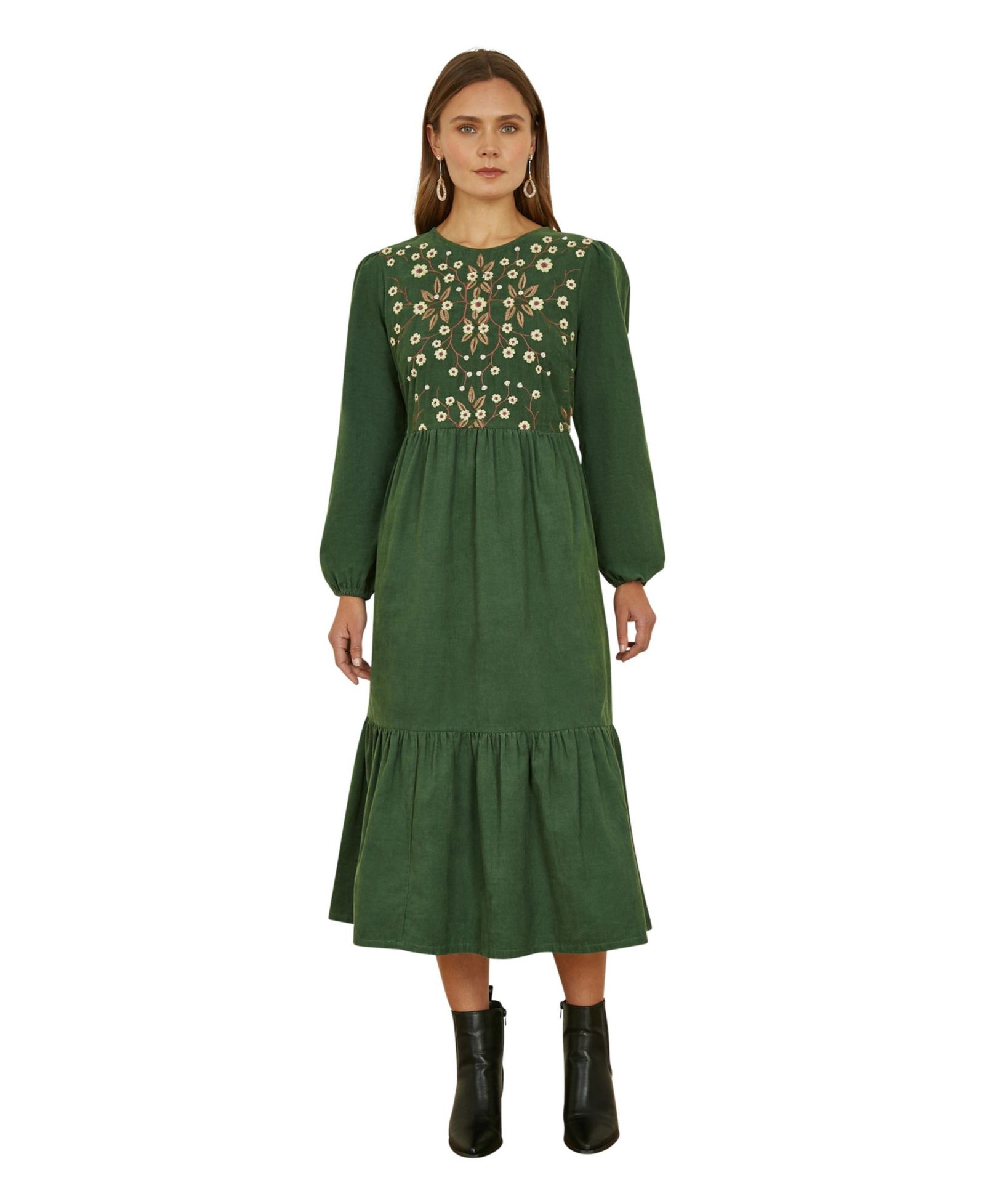 Женское платье Yumi Long Sleeve Embroidered Midi