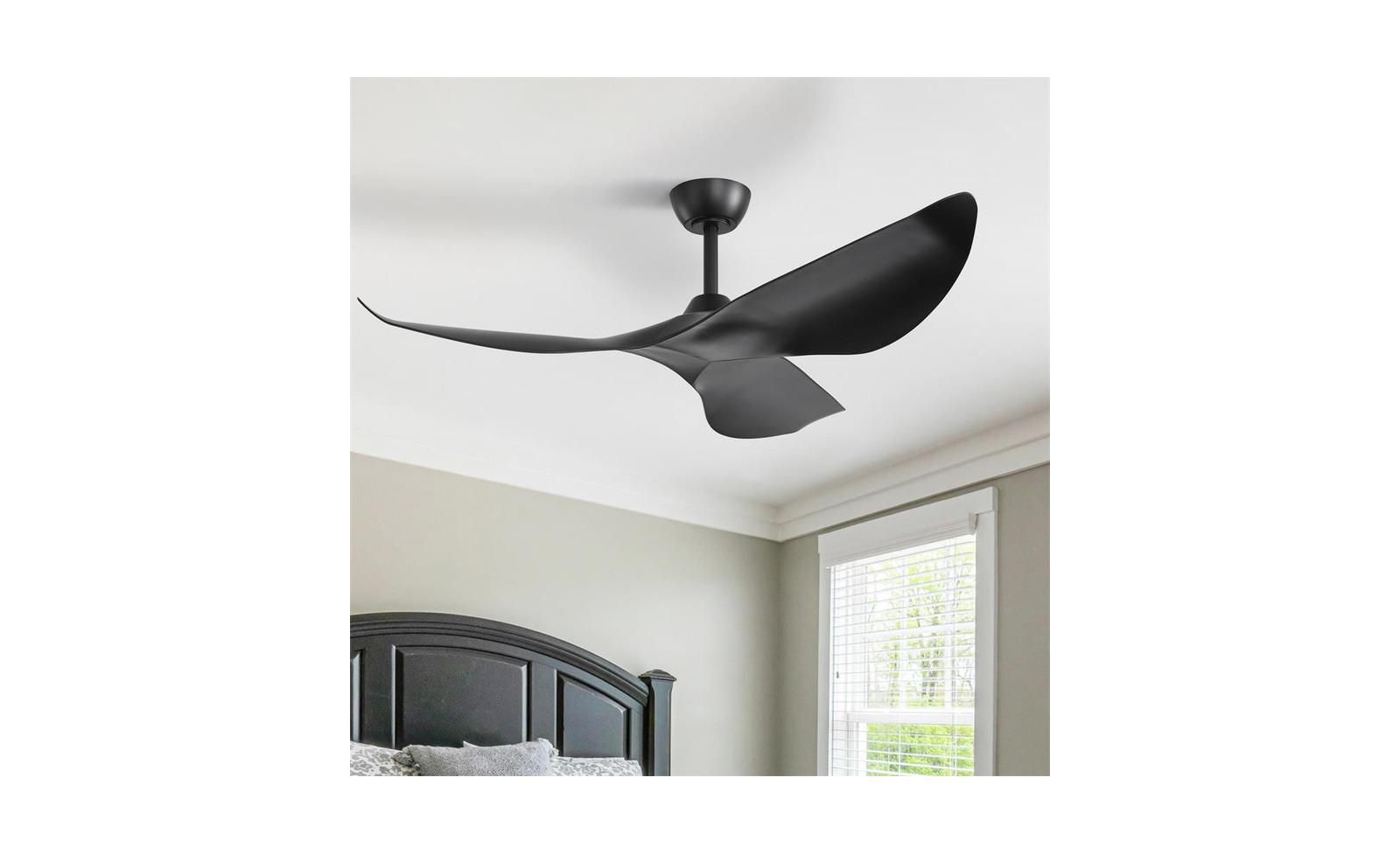 Sofucor 38-inch Modern Black 3-Blade without Light Ceiling Fan with Six Speed Remote Control and Timing Function for Indoor