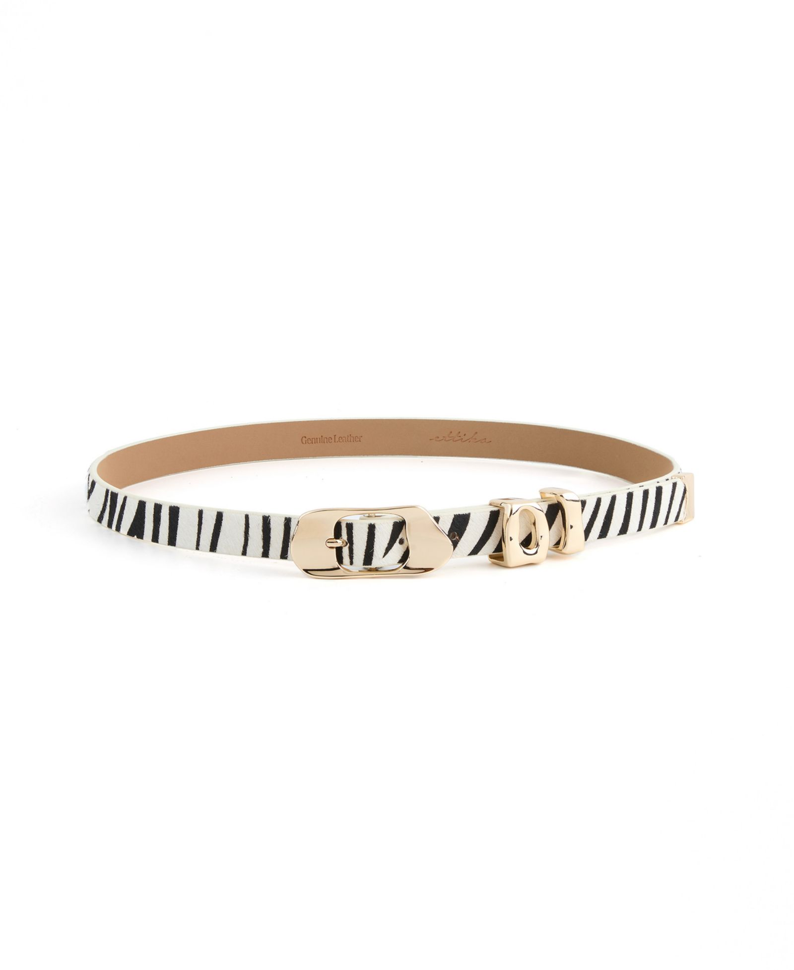 ETTIKA Zebra Print Molten Metal Belt