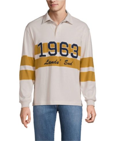 Мужская рубашка-поло Lands' End Long Sleeve Rugged Rugby Embroidered