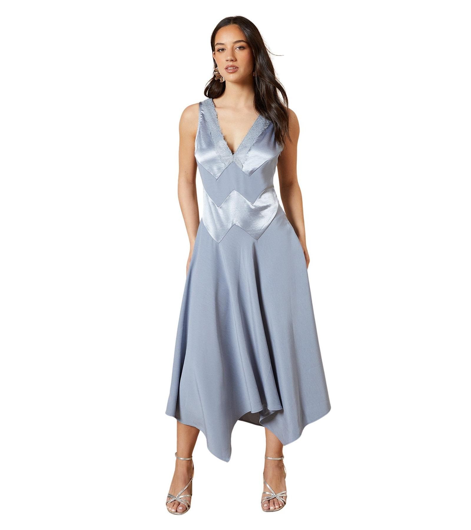 Женское платье Oasis V-Neck Mesh Asymmetric Midi