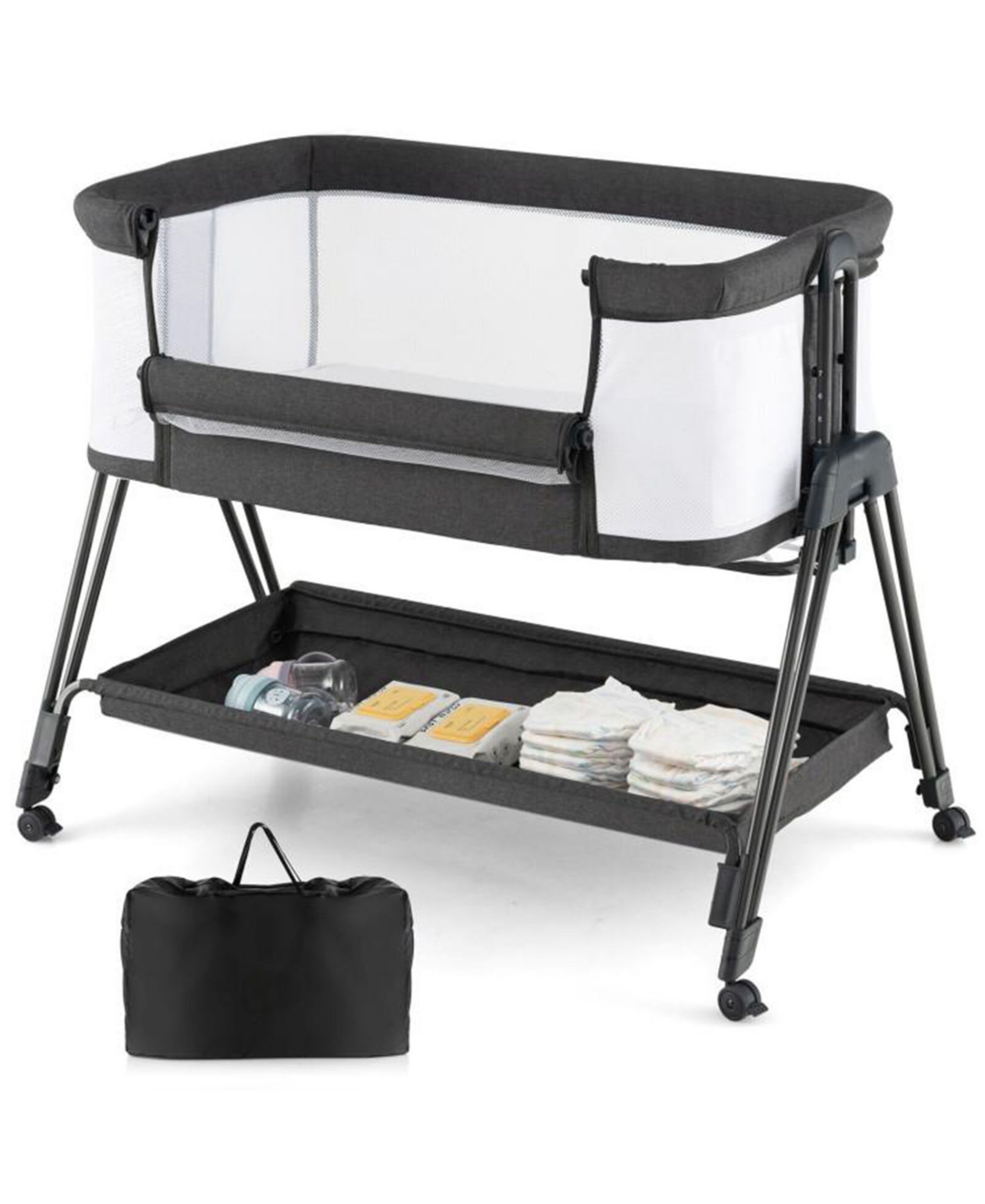 GOUUN Portable Bedside Bassinet with 7 Adjustable Heights