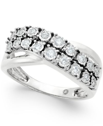 Алмазное кольцо с перекрестным дизайном (1/4 ct. t.w.) из белого или желтого золота 10k