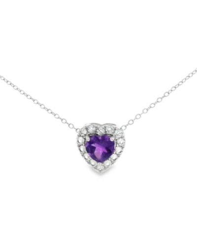 Подвеска Macy's Amethyst и White Topaz в форме сердца из стерлингового серебра