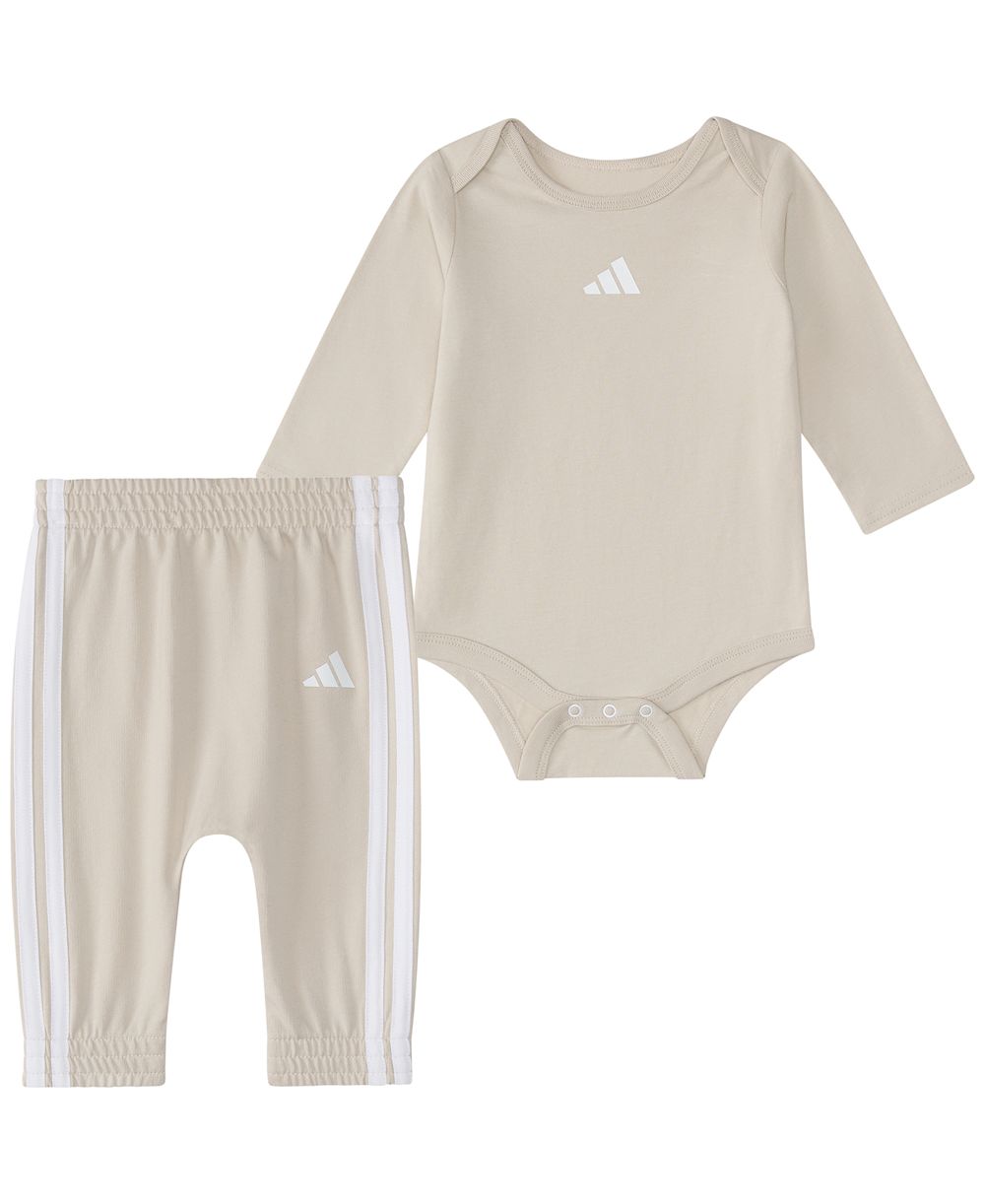adidas Baby Boys' Logo Long-Sleeve Bodysuit and Pants Set, 2-Piece Set