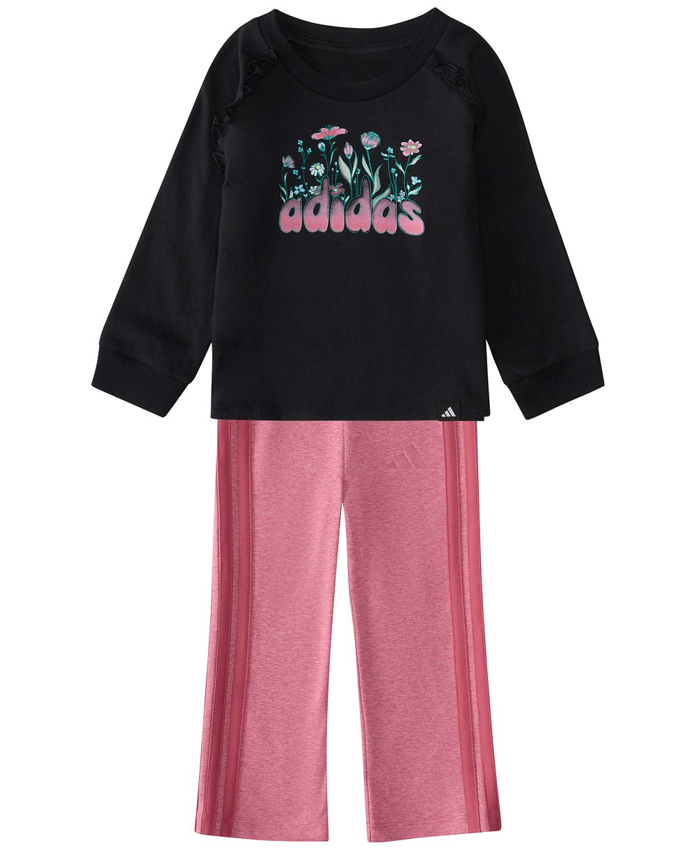 Детский комплект adidas для девочек: топ с длинным рукавом и брюки, 2 части