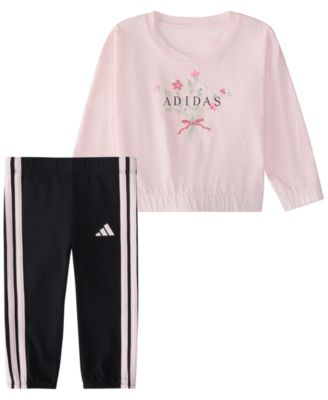 Комплект из топа с длинным рукавом и брюк adidas для девочек