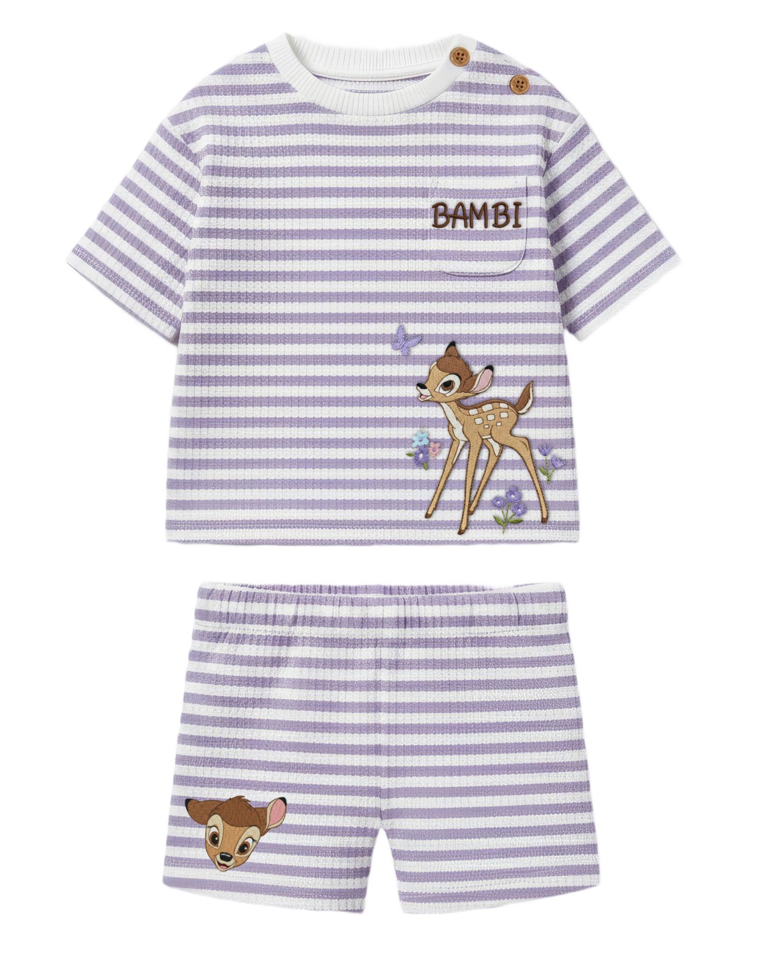 Детский комплект Disney Baby Girls' Bambi Short-Sleeve T-Shirt и эластичные шорты, 2-Piece Set