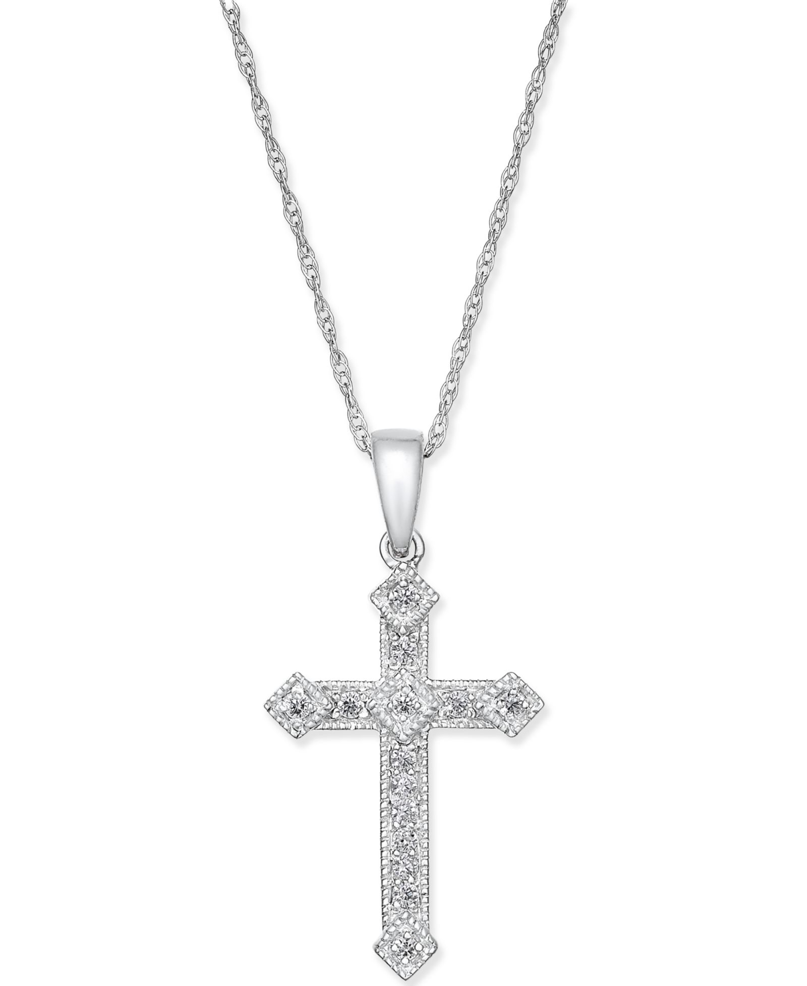 Подвеска-кулон Diamond Cross (1/10 ct. t.w.) из 14k Gold или White Gold