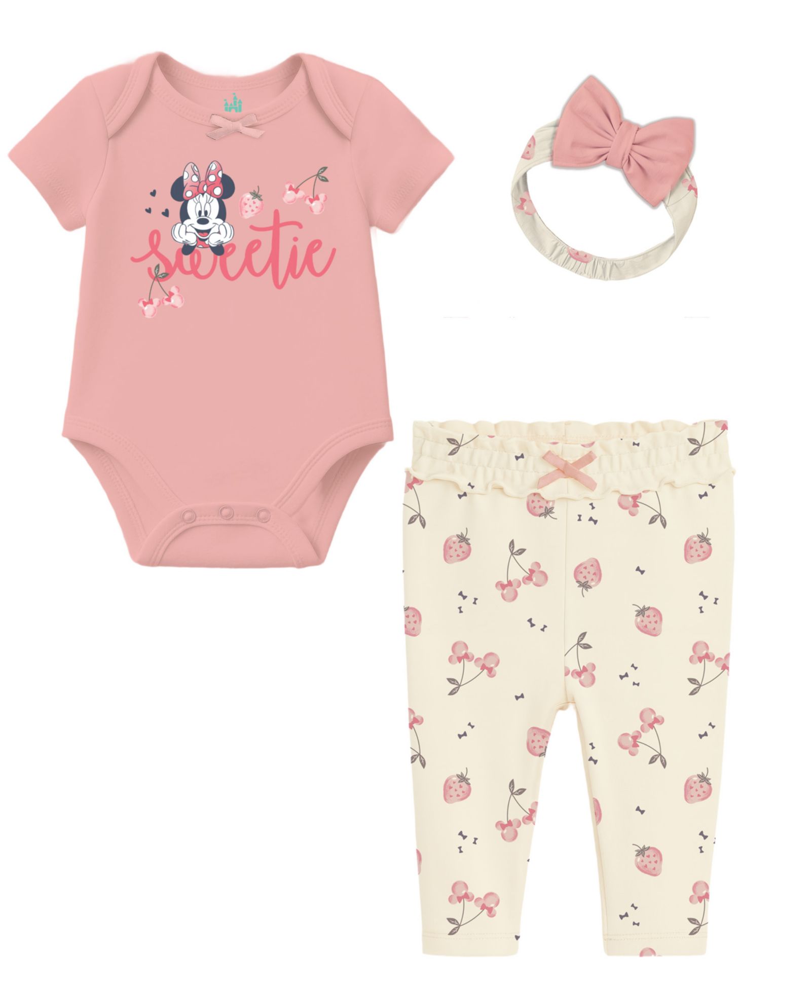 Disney Детский комплект: боди Minnie Mouse, брюки и повязка на голову, 3-Piece Set