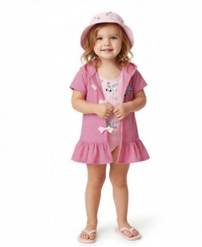 Комплект из 3-х предметов Disney Baby Girls' Minnie: топ с коротким рукавом, купальник и панама
