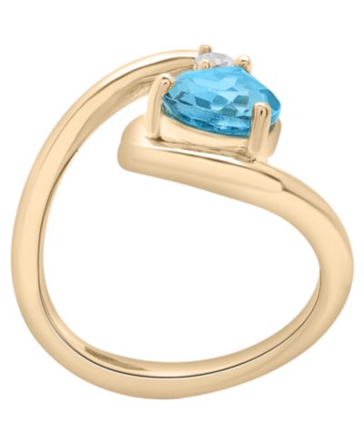 Кольцо Macy's Blue Topaz & Diamond в 14k Yellow Gold