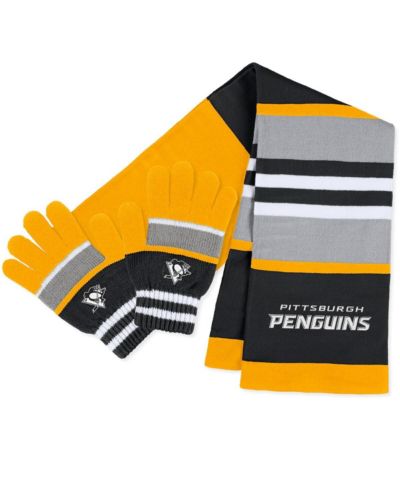 WEAR by Erin Andrews Женский Pittsburgh Penguins Stripe Glove Scarf Set