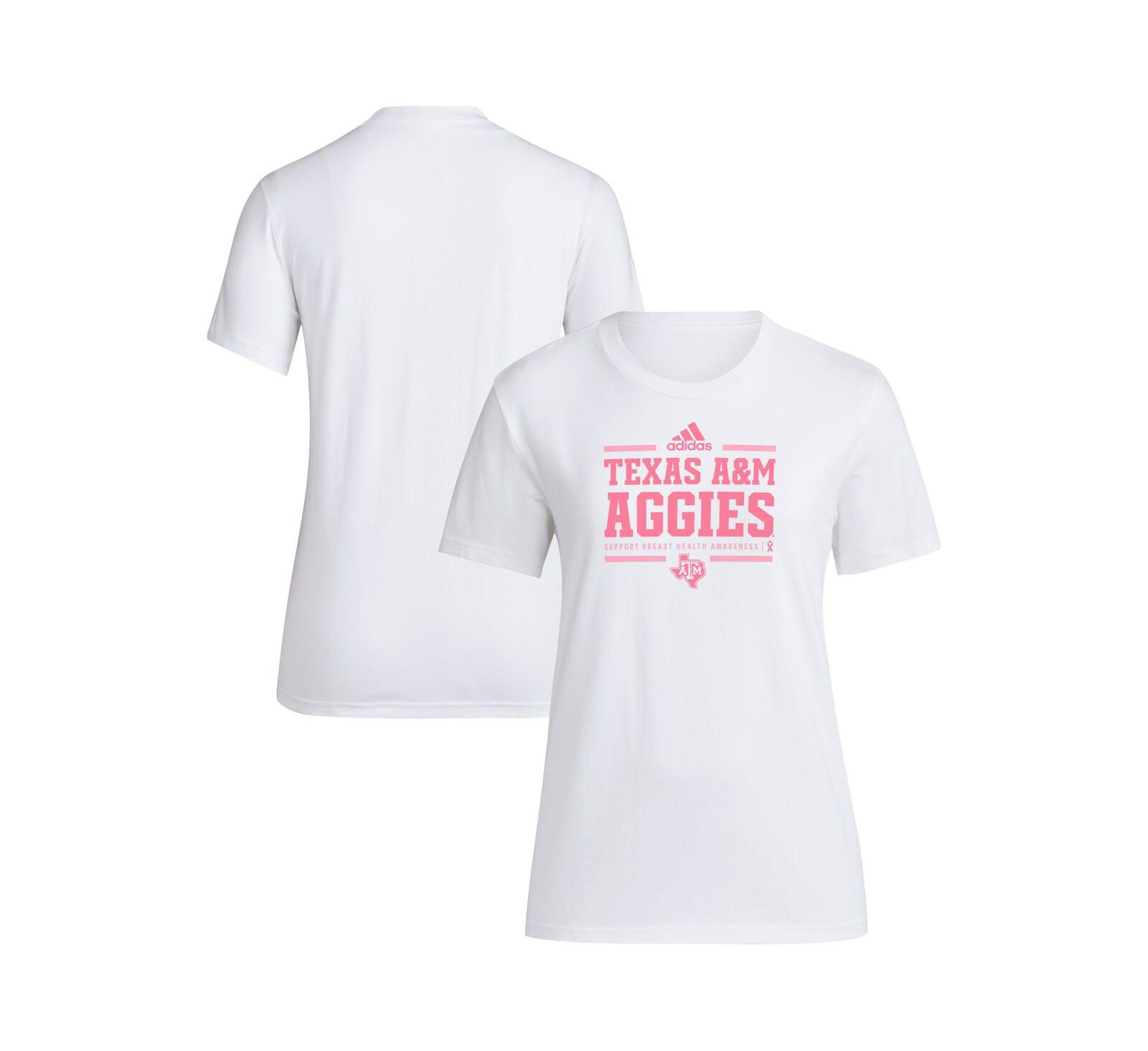 Adidas Women's White Texas A&M Aggies 2024 Breast Cancer Awareness Pregame T-Shirt