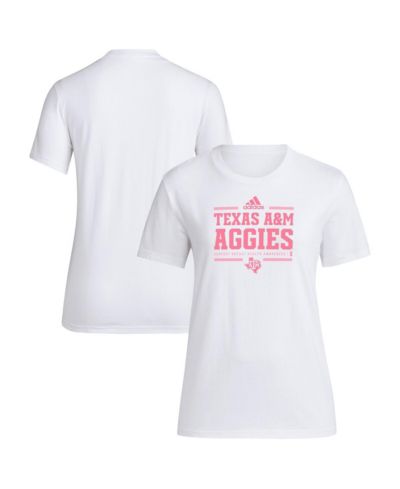 Футболка adidas Women's White Texas A&M Aggies 2024 Breast Cancer Awareness Pregame