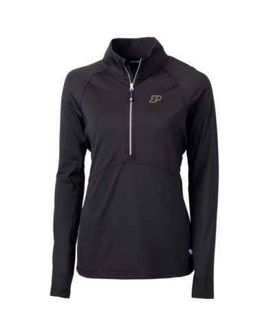 Cutter & Buck Women's Black Purdue Boilermakers Adapt Eco Knit Half-Zip Pullover Jacket
