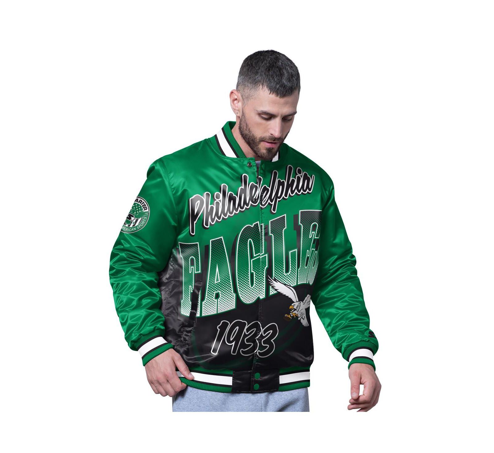 Starter Men's Kelly Green Philadelphia Eagles Retro Pass Rush Varsity Full-Snap Jacket
