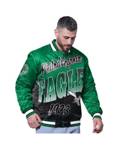 Starter Мужская куртка Philadelphia Eagles Retro Pass Rush Varsity Full-Snap Kelly Green