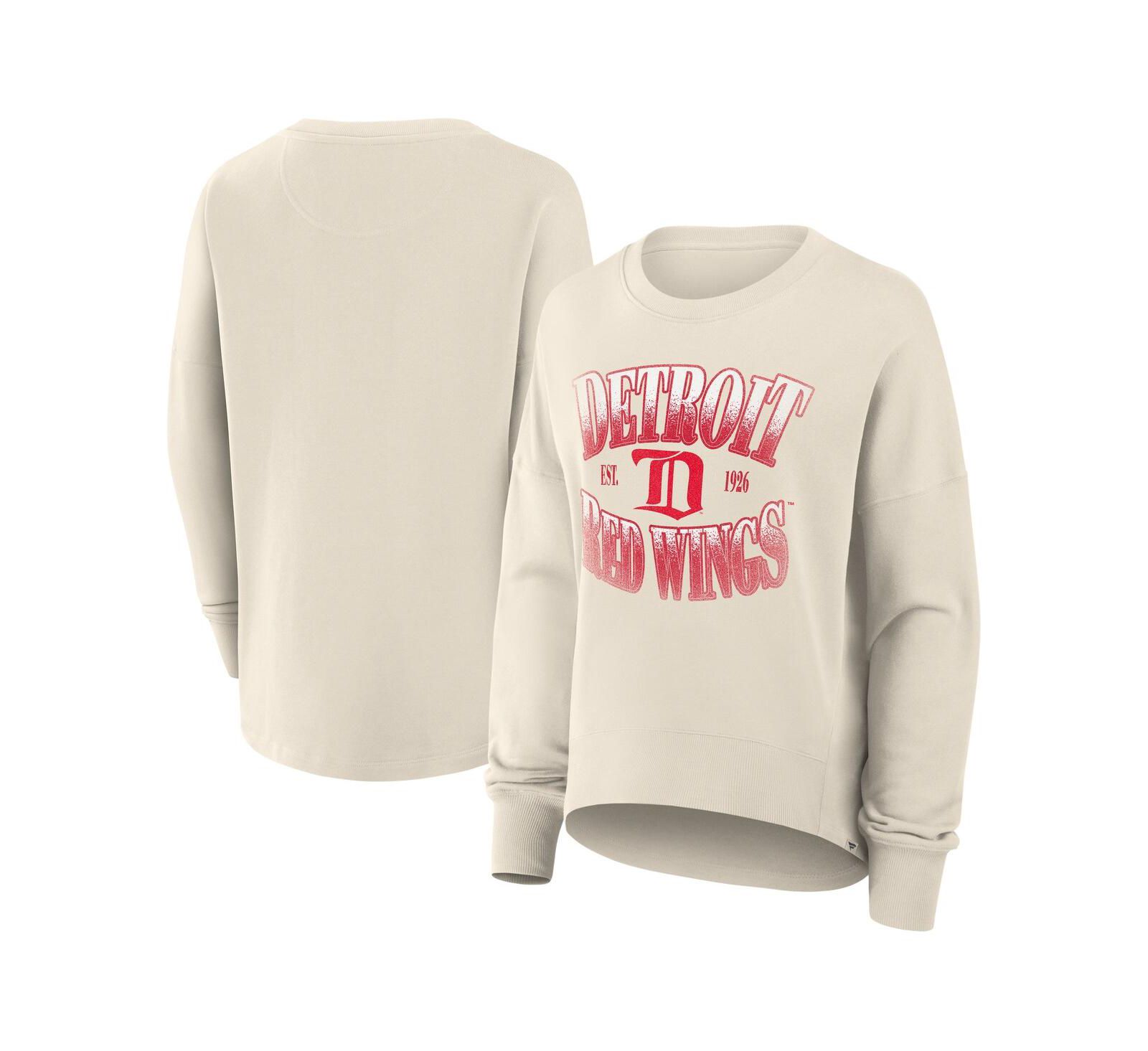 Женская винтажная толстовка Fanatics Cream Detroit Red Wings Oversized Vintage Slice Pullover Sweatshirt