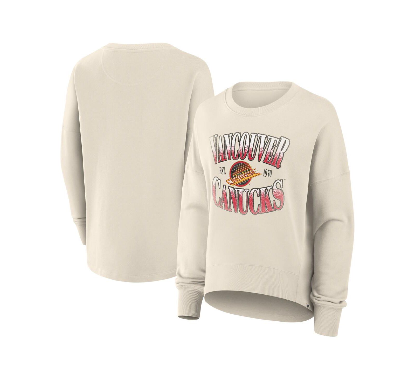 Женское свитшот Fanatics Cream Vancouver Canucks Oversized Vintage Slice Pullover