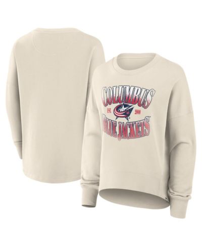 Женская свободная толстовка Fanatics Women's Cream Columbus Blue Jackets Oversized Slice Pullover