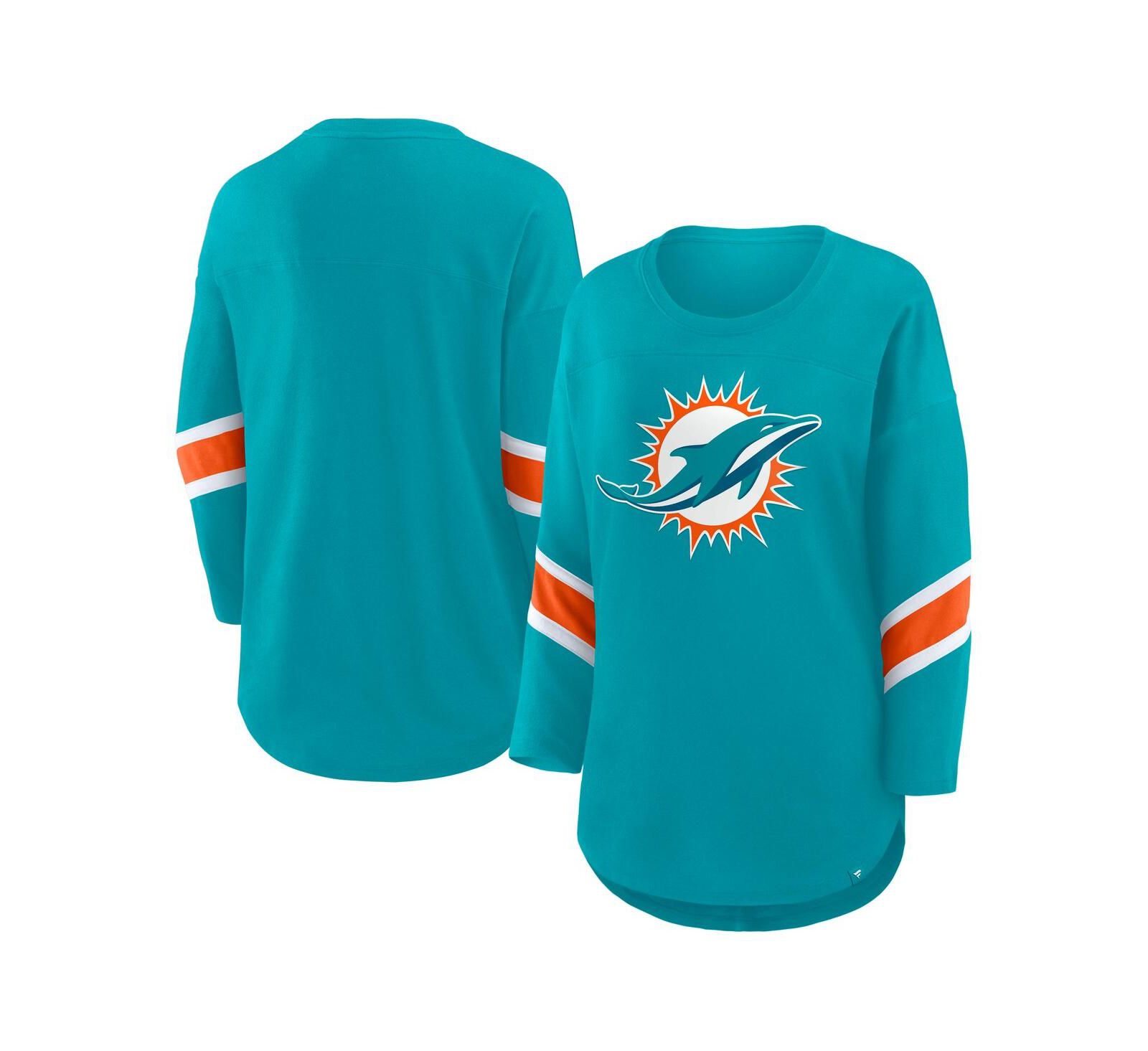 Женская футболка Fanatics Aqua Miami Dolphins Redzone 3/4-Sleeve