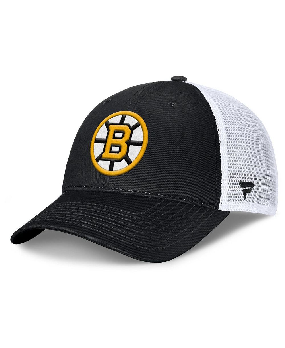 Fanatics Men's Black/White Boston Bruins Core Primary Logo Trucker Adjustable Hat