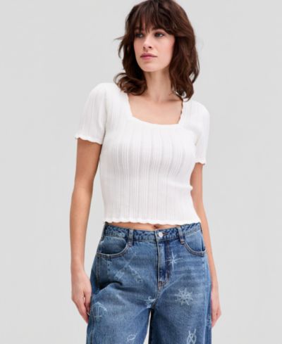 Женский джемпер And Now This Pointelle Short-Sleeve