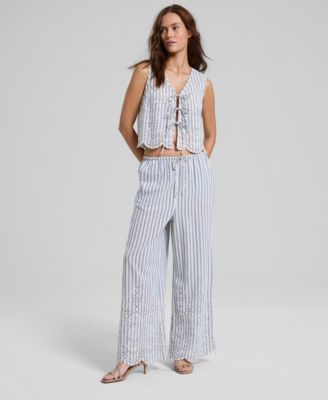 And Now This Женские брюки в полоску с разрезом, Macy's Exclusive