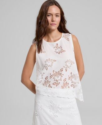 And Now This Women's Cotton Eyelet Asymmetric Top, Macy's Exclusive