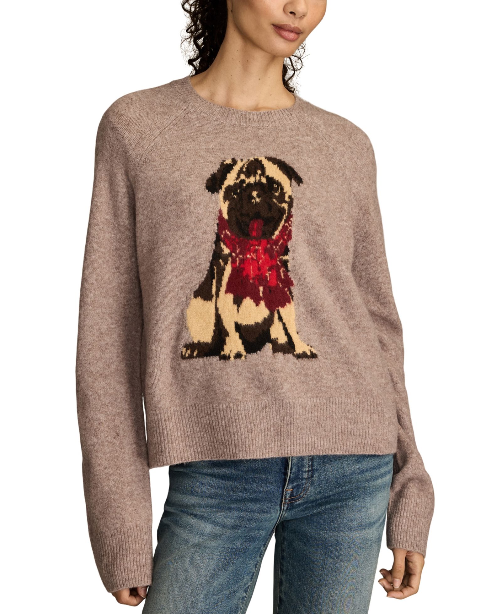 Lucky Brand Women's Cloud Soft Pug Crew Neck Sweater