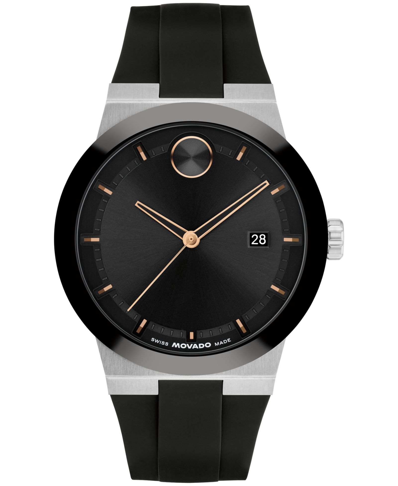 Часы Movado Men's Bold Fusion Swiss Quartz Black Silicone, 42.30mm