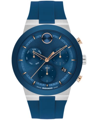Movado Мужские часы Bold Fusion Swiss Chronograph синий силикон, 44.50mm